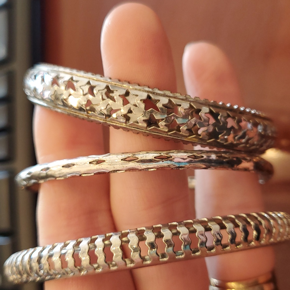 Silvertone Bangle Bracelets